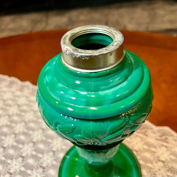 RARE Antique Heinrich Hoffman Opaline Glass Kerosene Lamp Bases - Picture 8 of 16